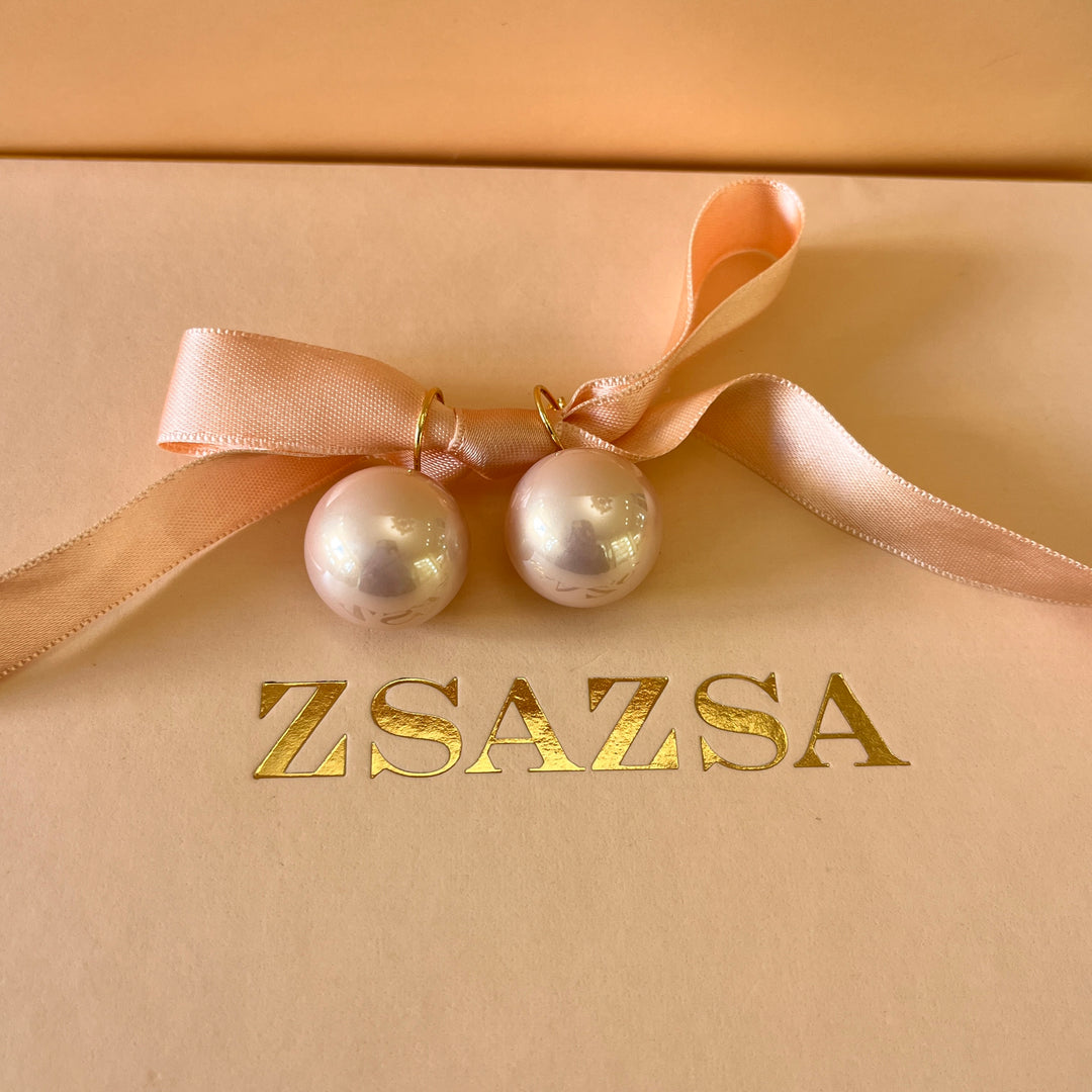 Light pink Mallorca pearls gold plated earrings
