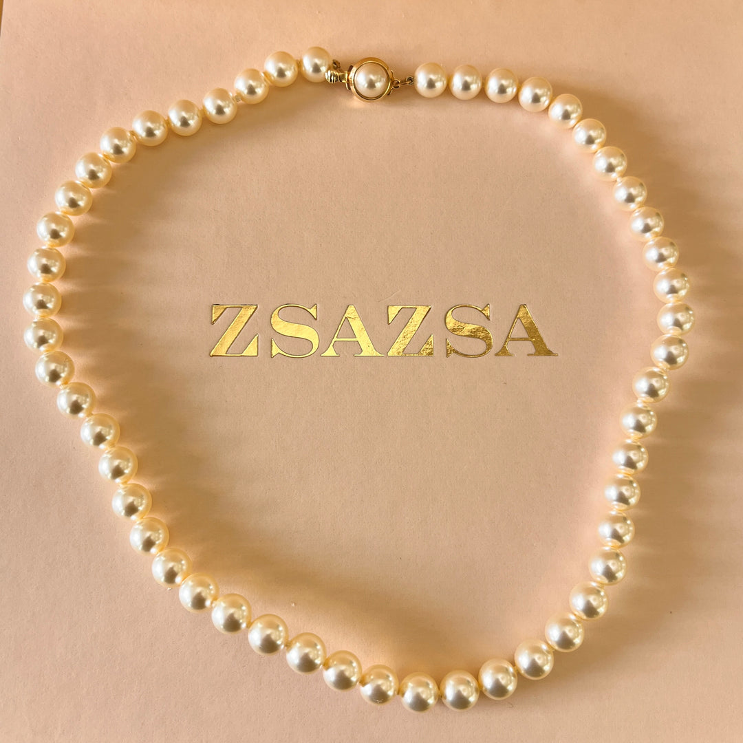 Cream Mallorca pearls gold plated necklace