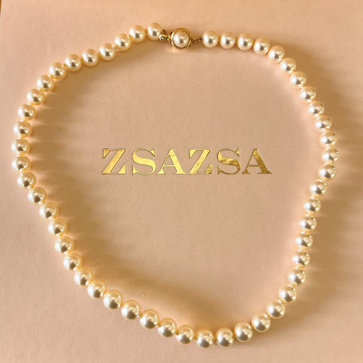 Cream Mallorca pearls gold plated necklace