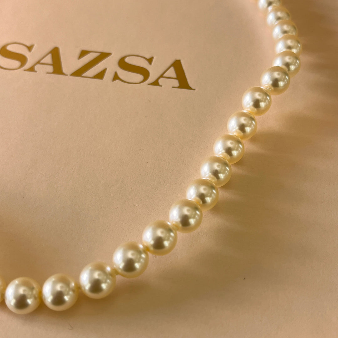 Cream Mallorca pearls gold plated necklace