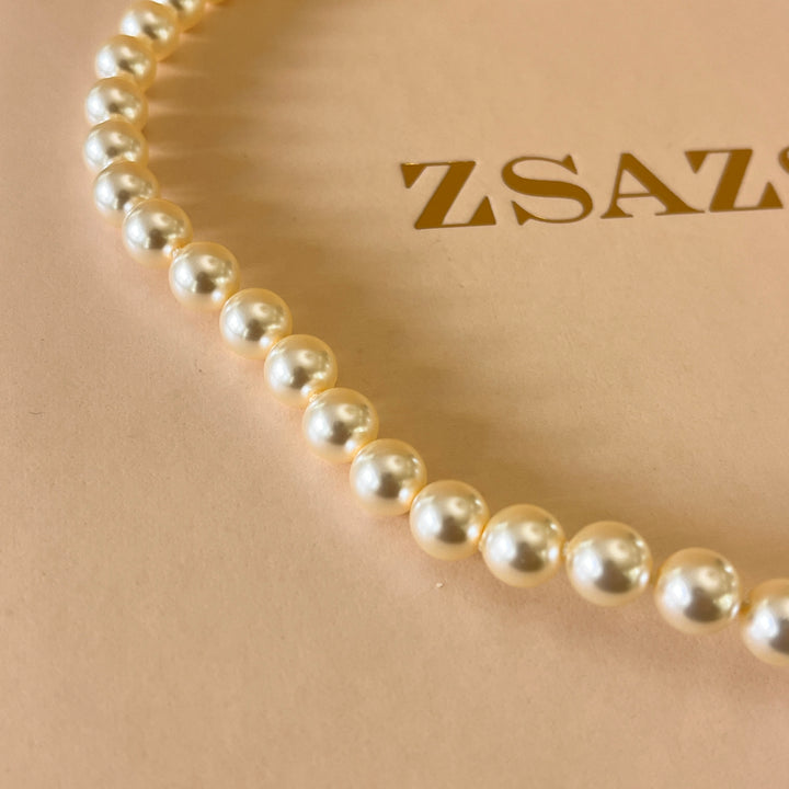 Cream Mallorca pearls gold plated necklace