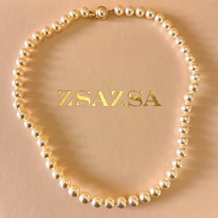 Cream Mallorca pearls gold plated necklace