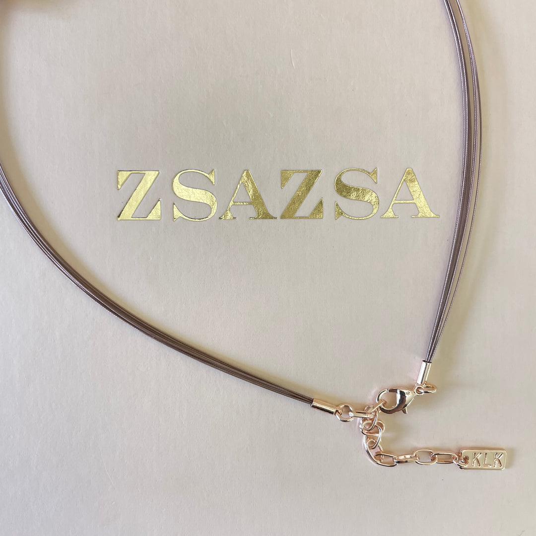 Enamel light turquoise, light grey and gold necklace