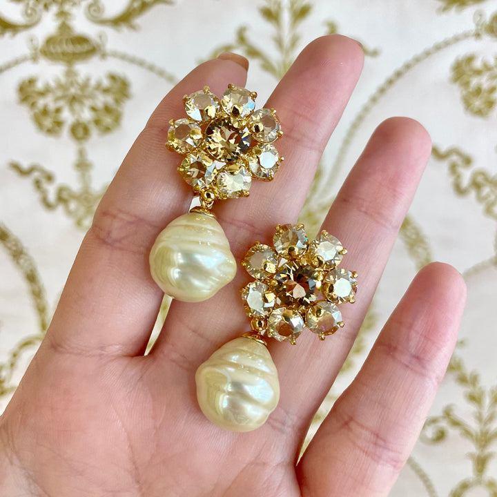 Mallorca pearls with Swarovski crystals earrings