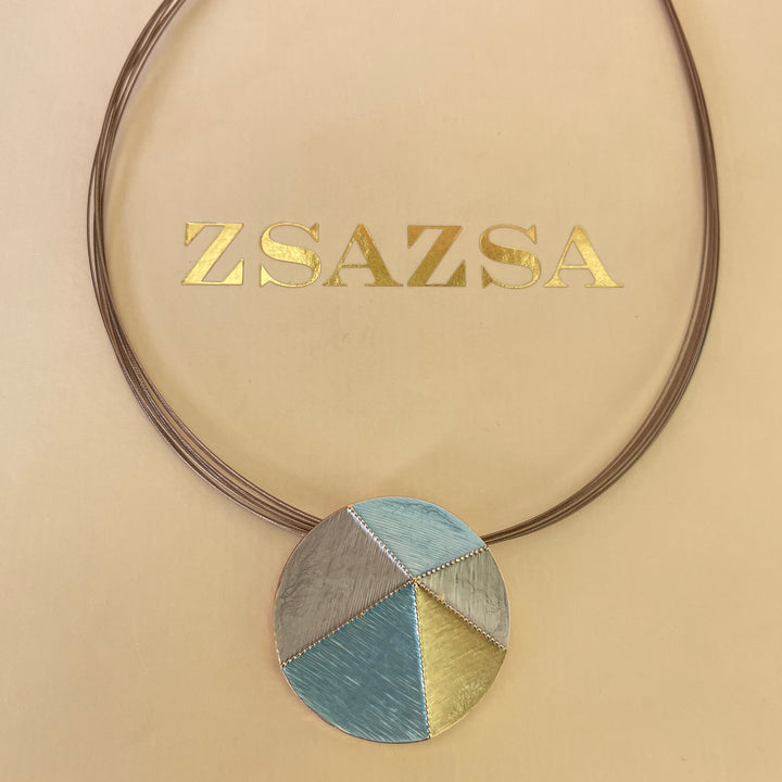 Enamel light turquoise, gold and light grey set