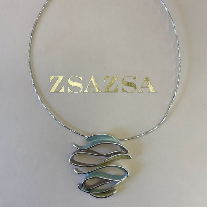 Enamel mint, brown and gold twisted white gold plated set