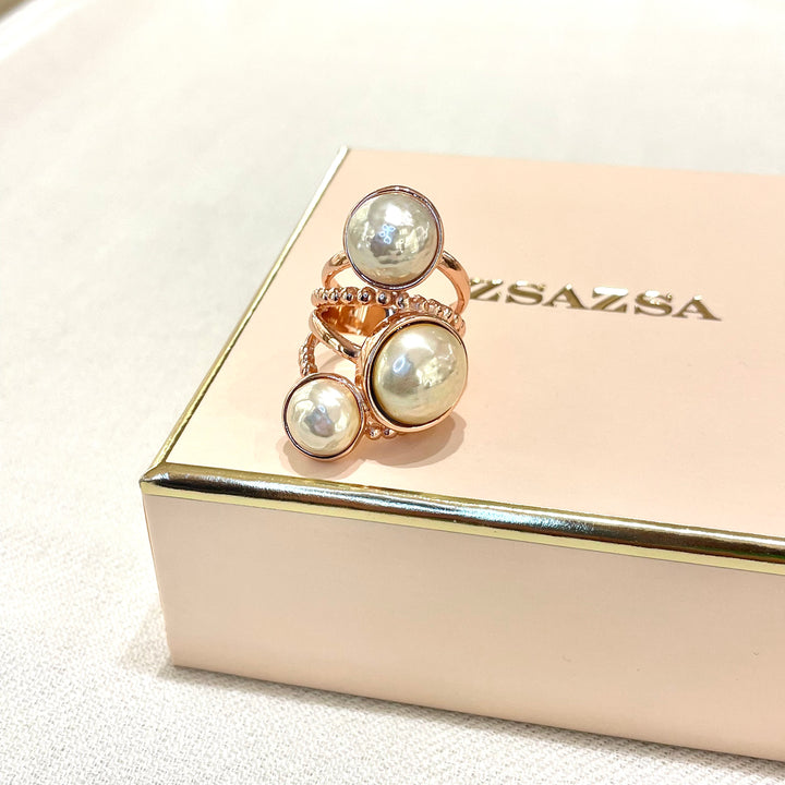 Rose gold Mallorca pearls ring