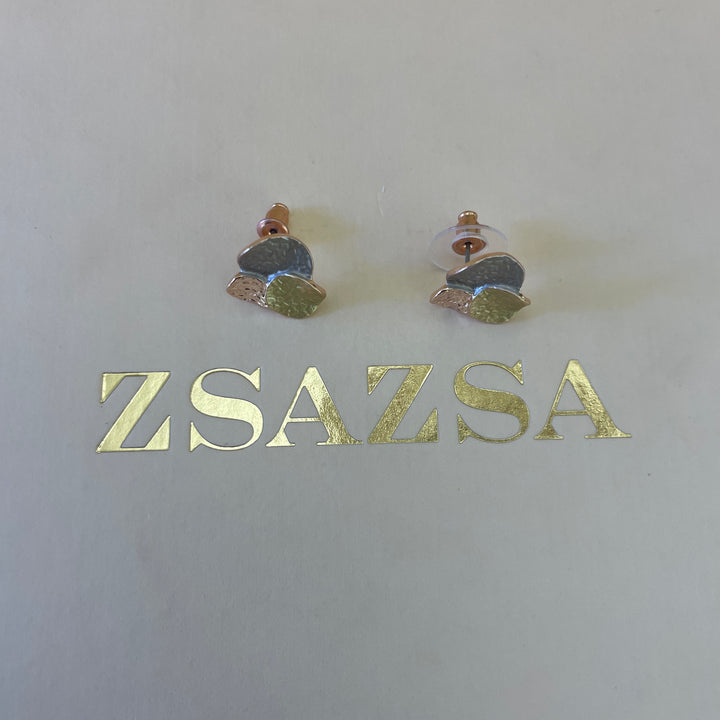 Enamel lime green and light grey studs earrings