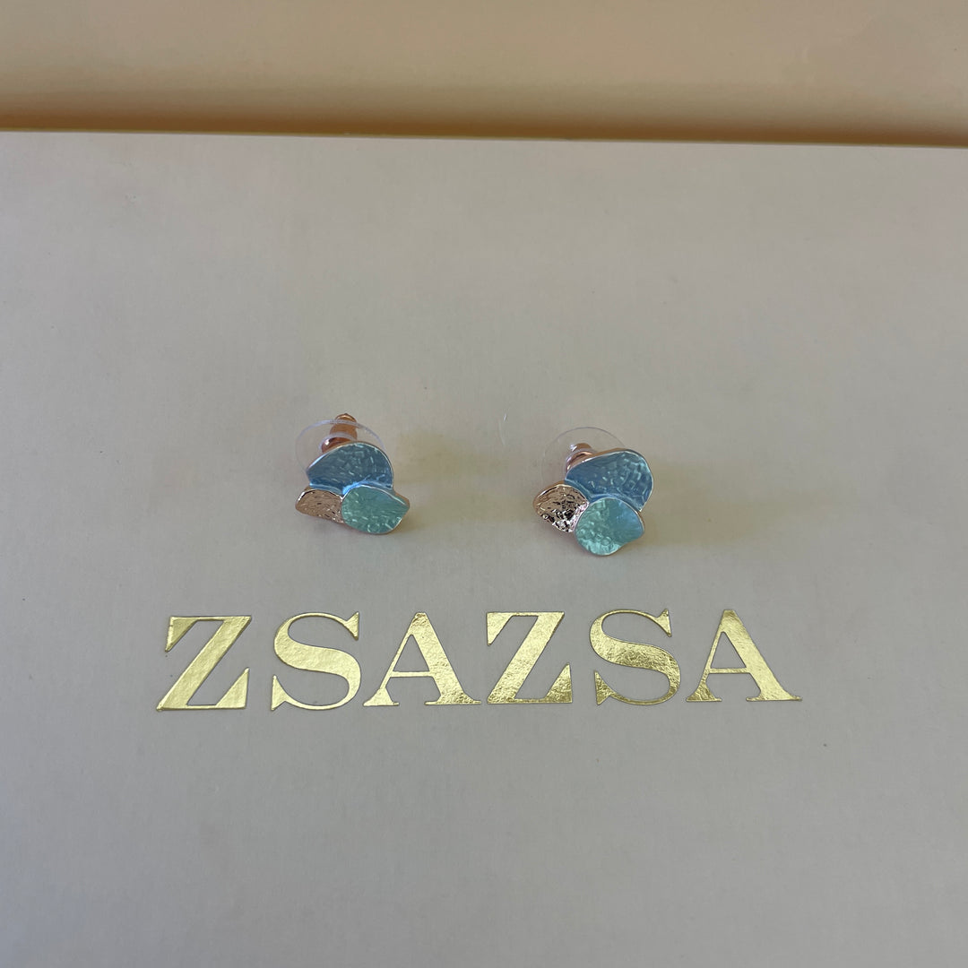 Enamel light blue and light turquoise studs earrings