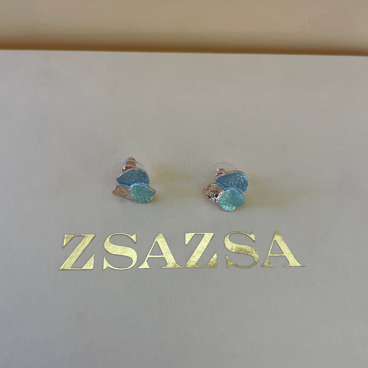 Enamel light blue and light turquoise studs earrings