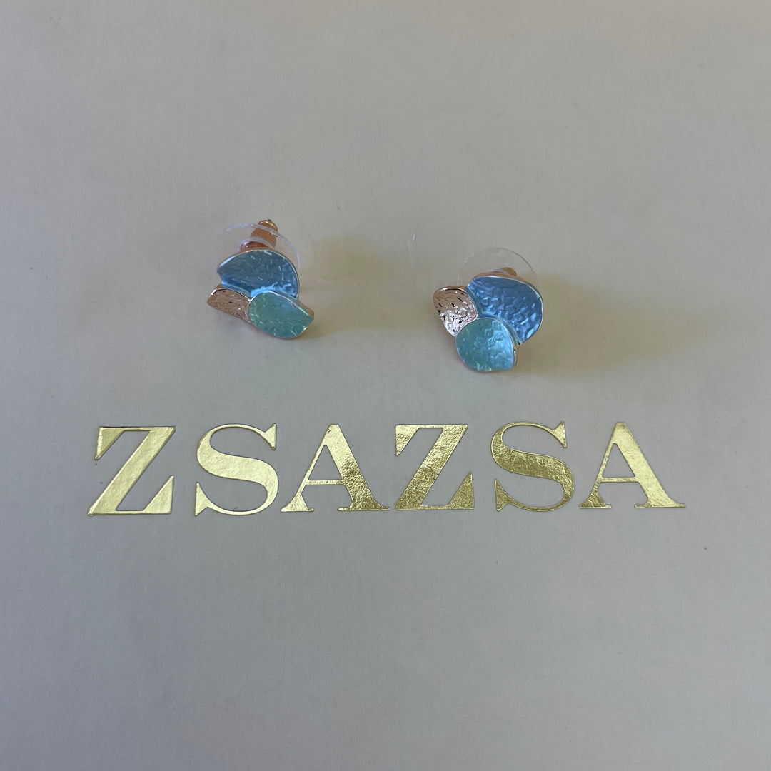 Enamel light blue and light turquoise studs earrings