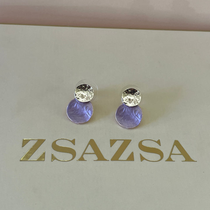 Enamel fuchsia studs earrings