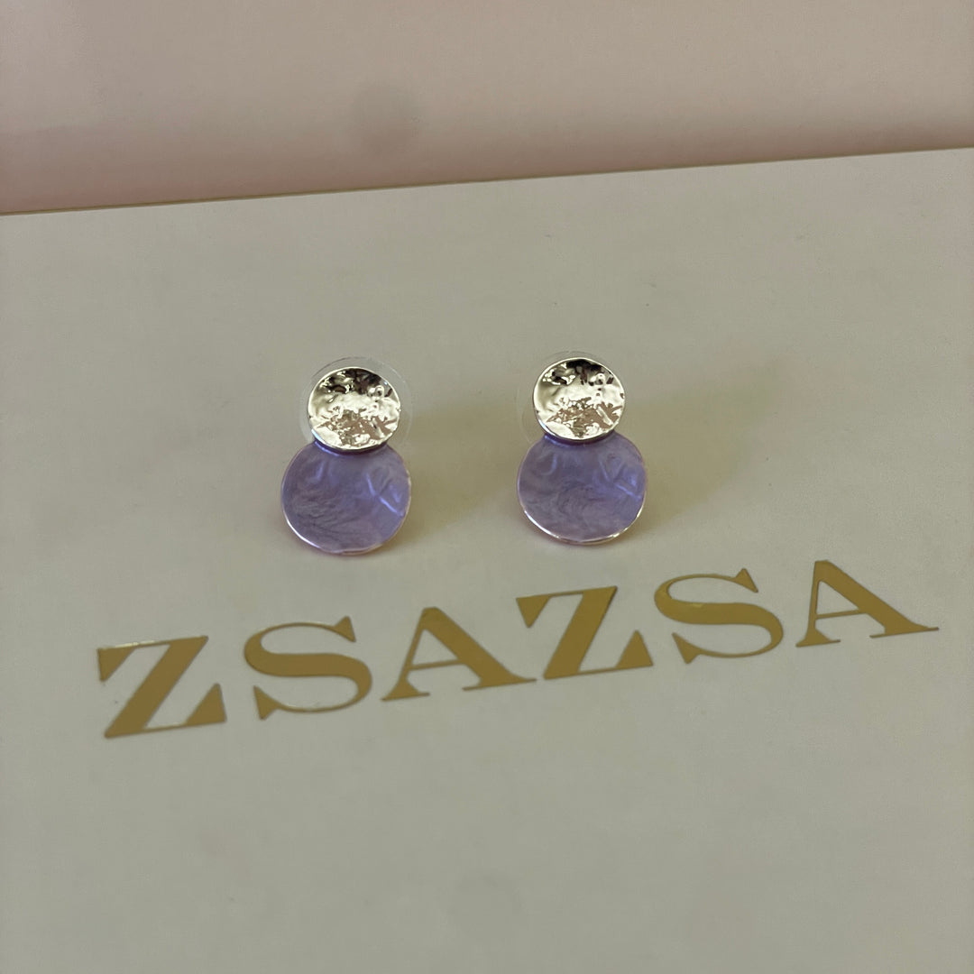 Enamel fuchsia studs earrings