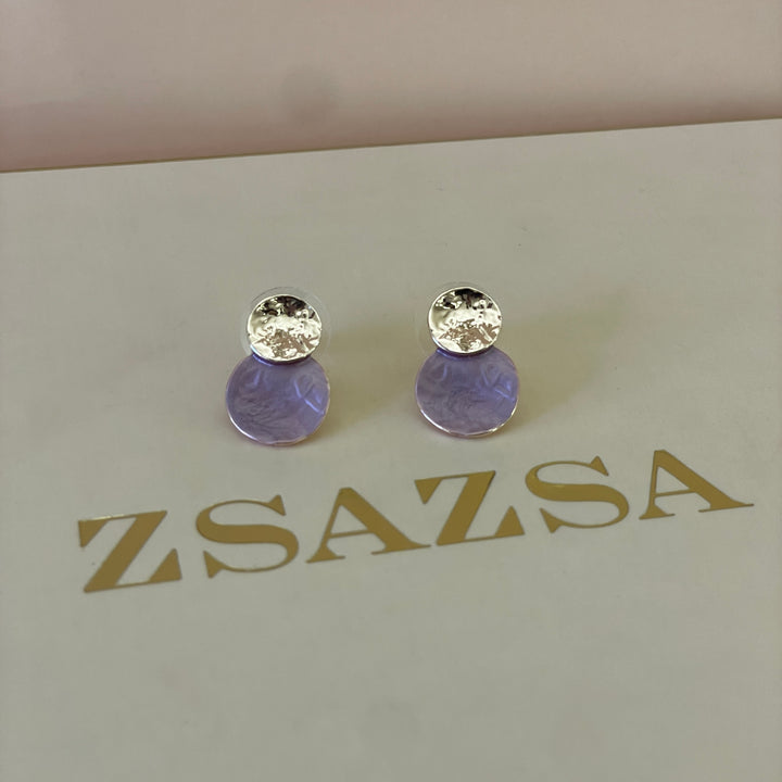 Enamel fuchsia studs earrings