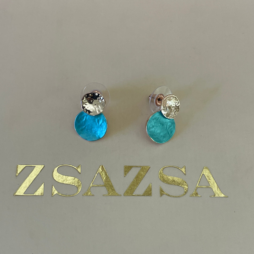Enamel turquoise studs earrings