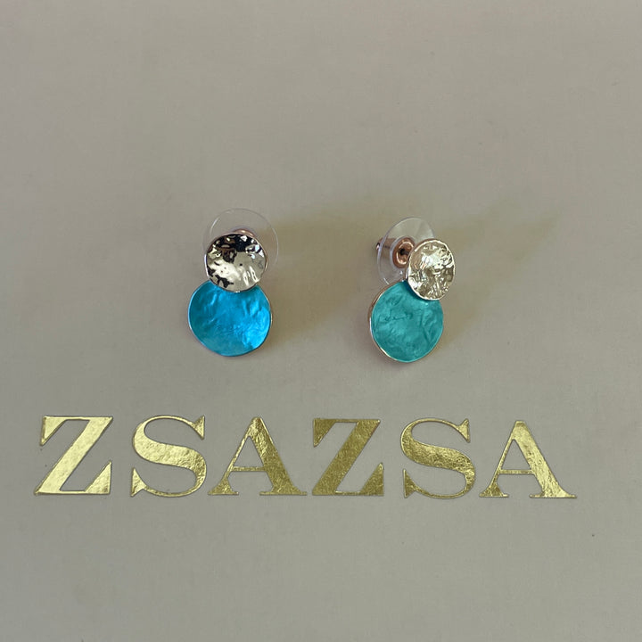 Enamel turquoise studs earrings