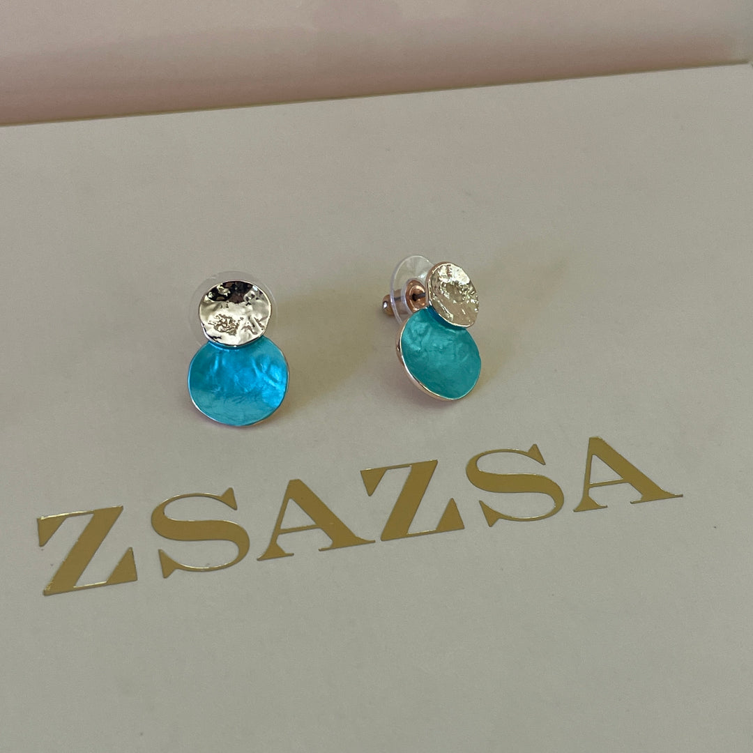 Enamel turquoise studs earrings