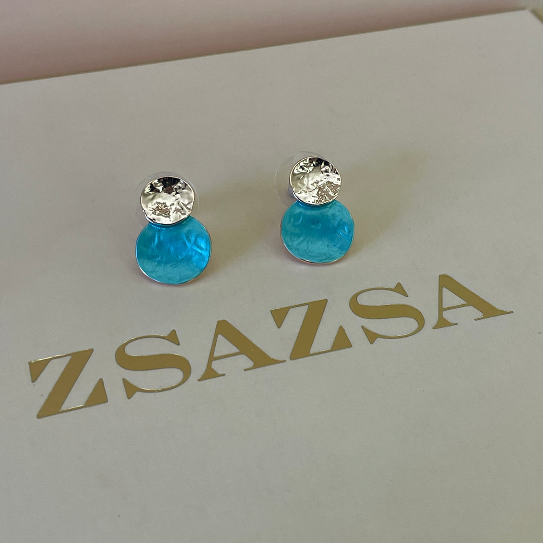 Enamel turquoise studs earrings