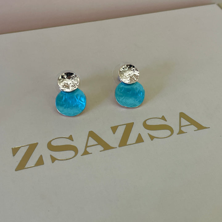 Enamel turquoise studs earrings