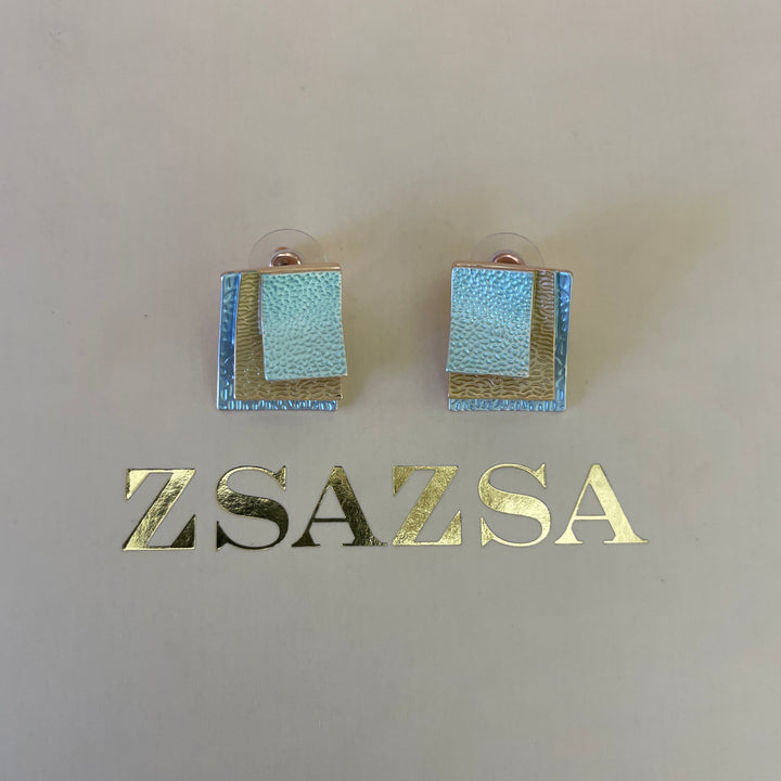 Enamel light blue, light turquoise and peach gold rose gold set
