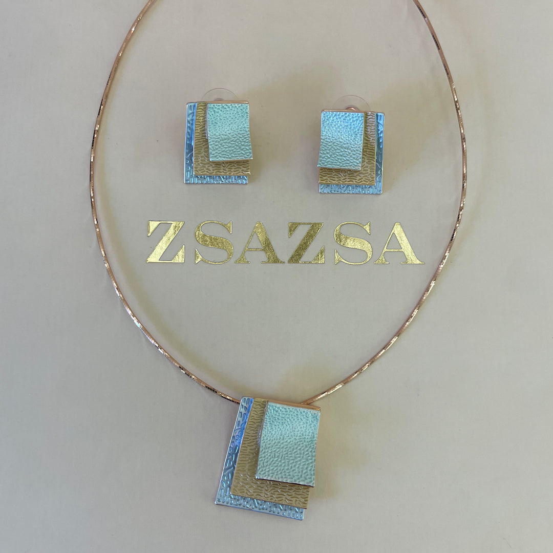 Enamel light blue, light turquoise and peach gold rose gold set