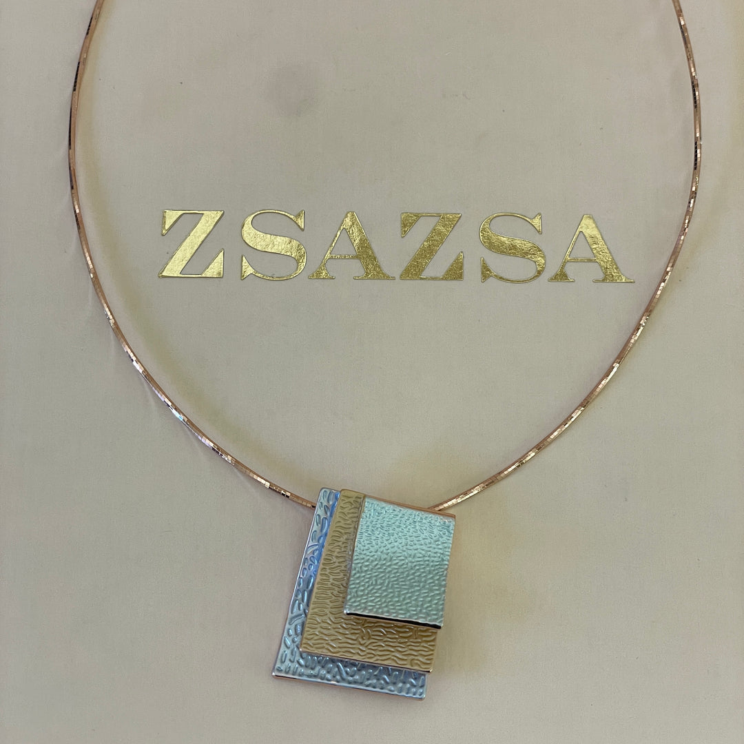 Enamel light blue, light turquoise and peach gold rose gold set