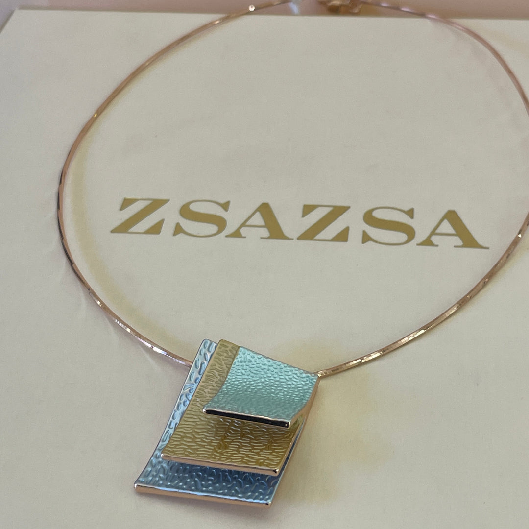 Enamel light blue, light turquoise and peach gold rose gold set