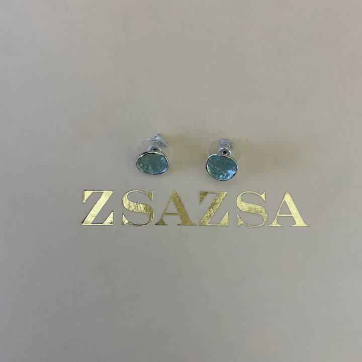 Enamel mint white gold plated earrings