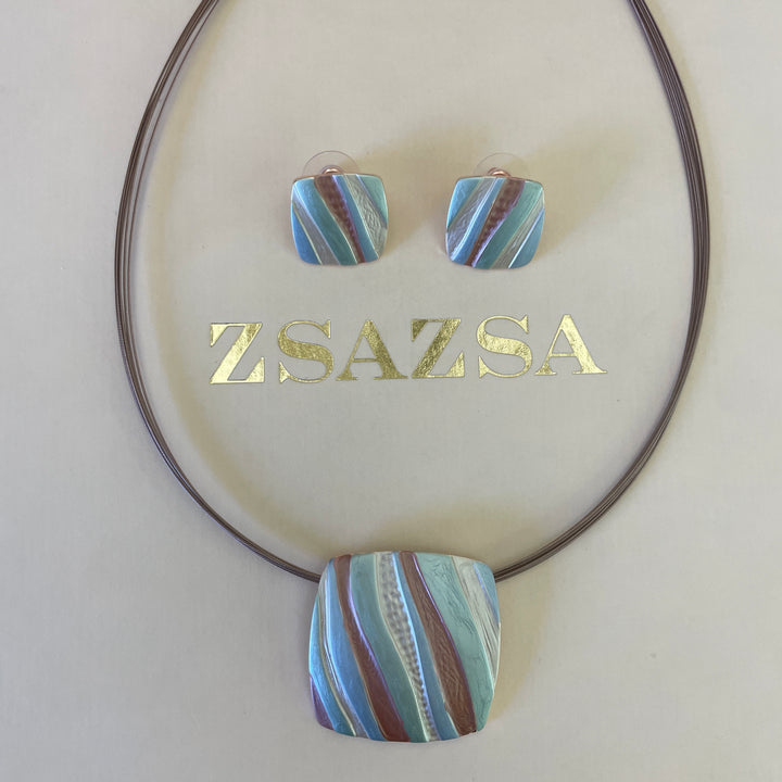 Enamel multicolour rose gold plated set