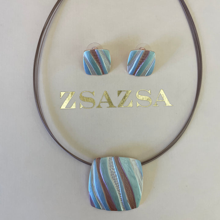 Enamel multicolour rose gold plated set