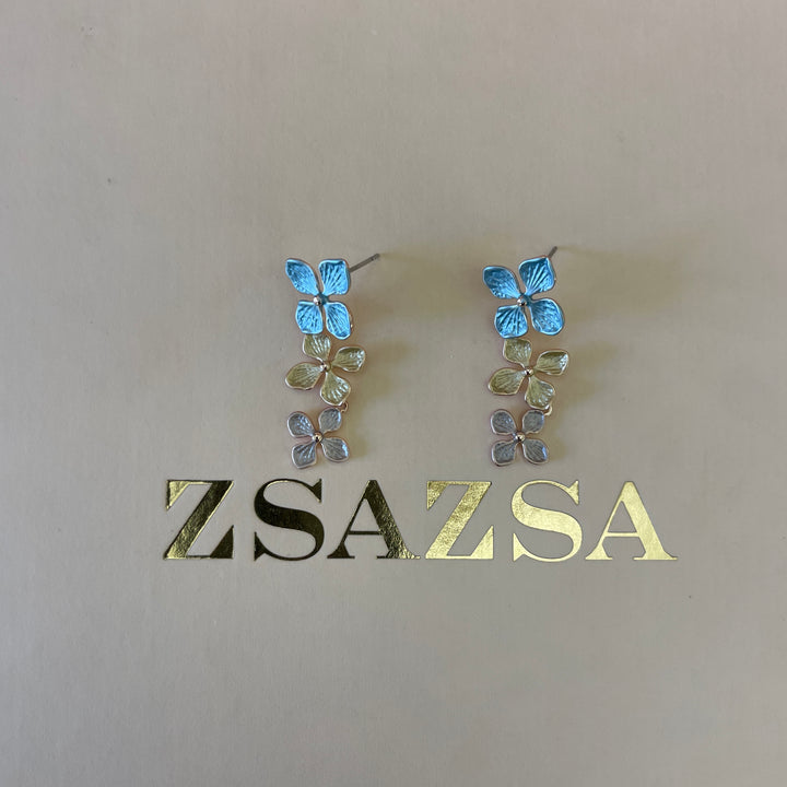 Enamel multicolour flower rose gold set