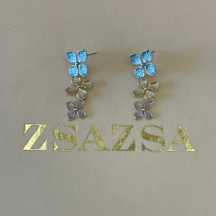 Enamel multicolour flower rose gold set