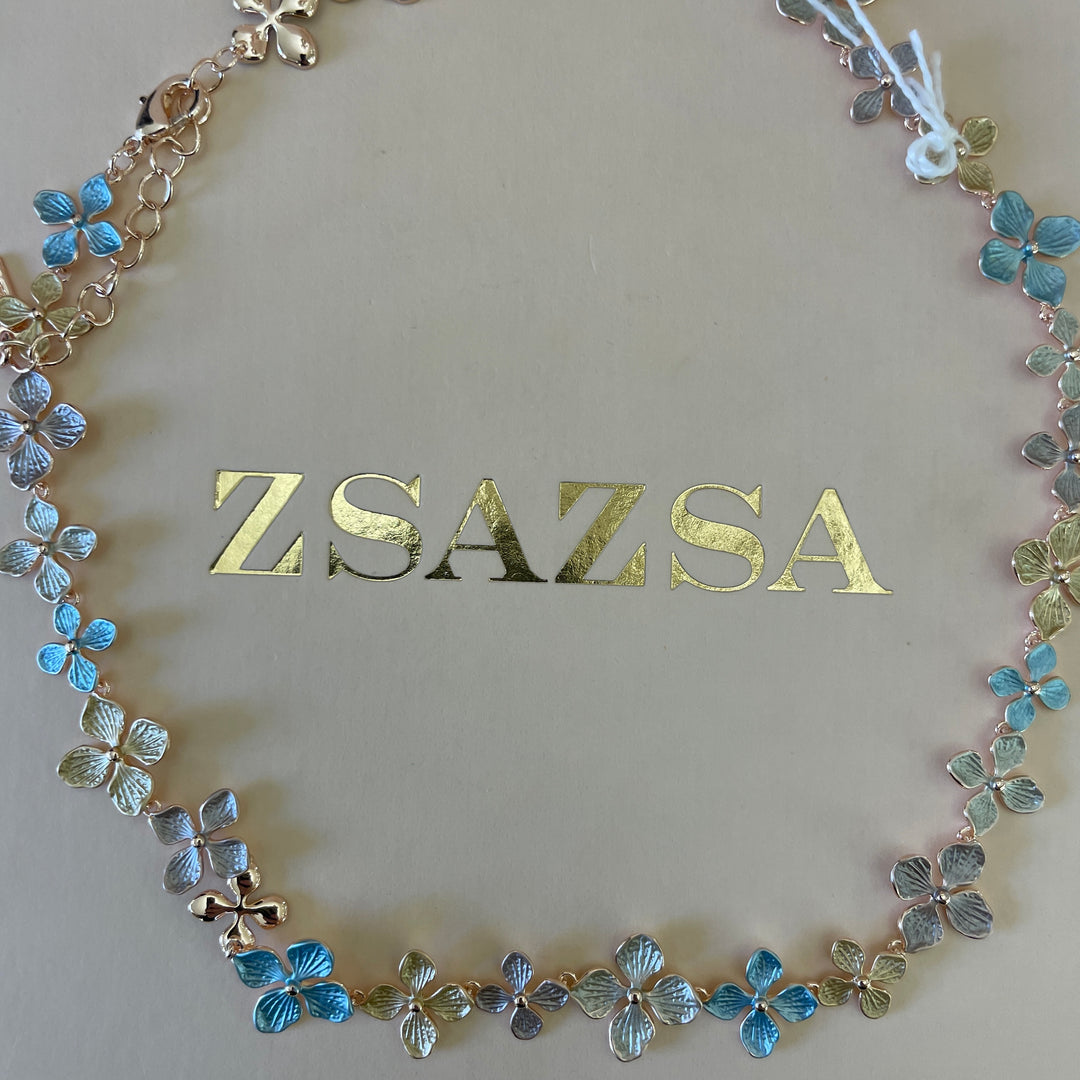 Enamel multicolour flower rose gold set