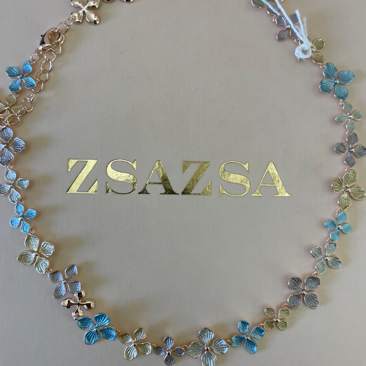 Enamel multicolour flower rose gold set