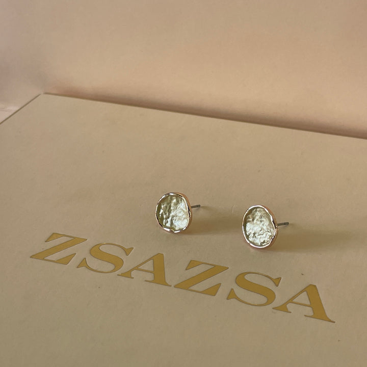 Enamel lime green studs earrings