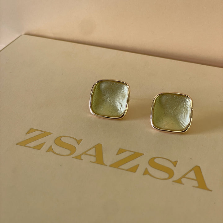 Enamel light green, light grey and turquoise set