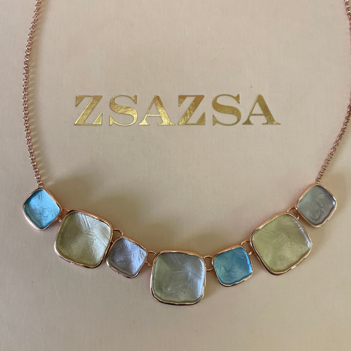 Enamel light green, light grey and turquoise set