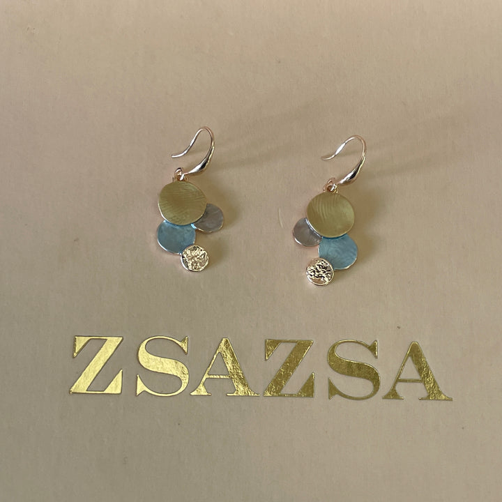 Enamel turquoise and gold bubbles hooks