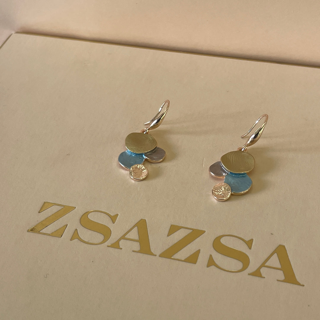Enamel turquoise and gold bubbles hooks