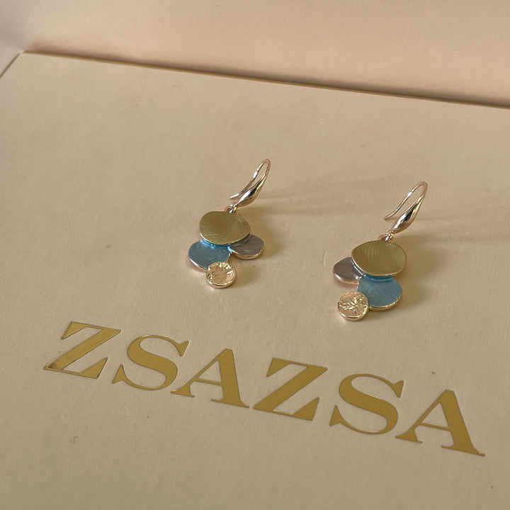 Enamel turquoise and gold bubbles hooks