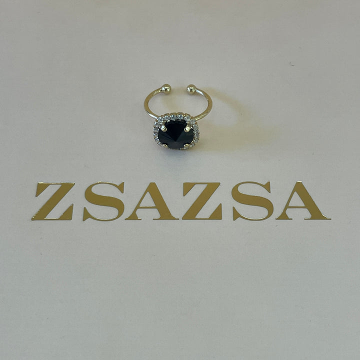 Swarovski crystal black with gold plated ring