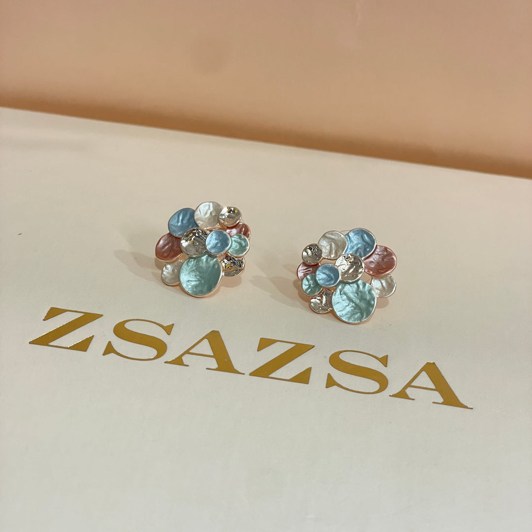 Enamel multicolour rose gold plated set