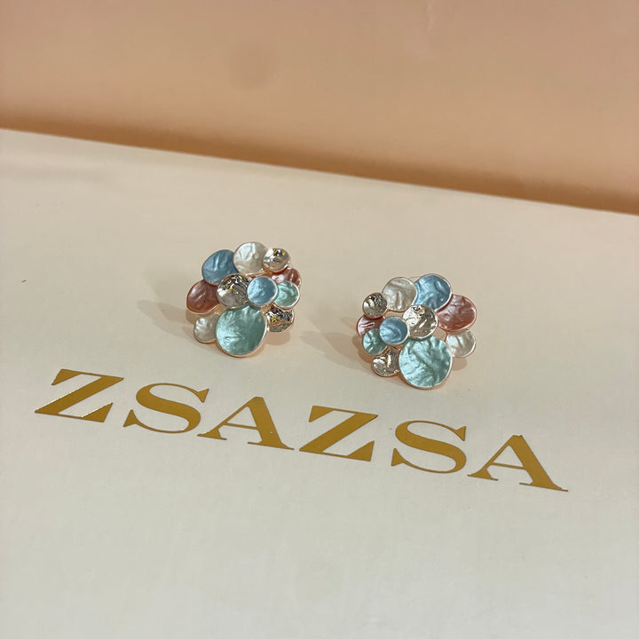 Enamel multicolour rose gold plated set