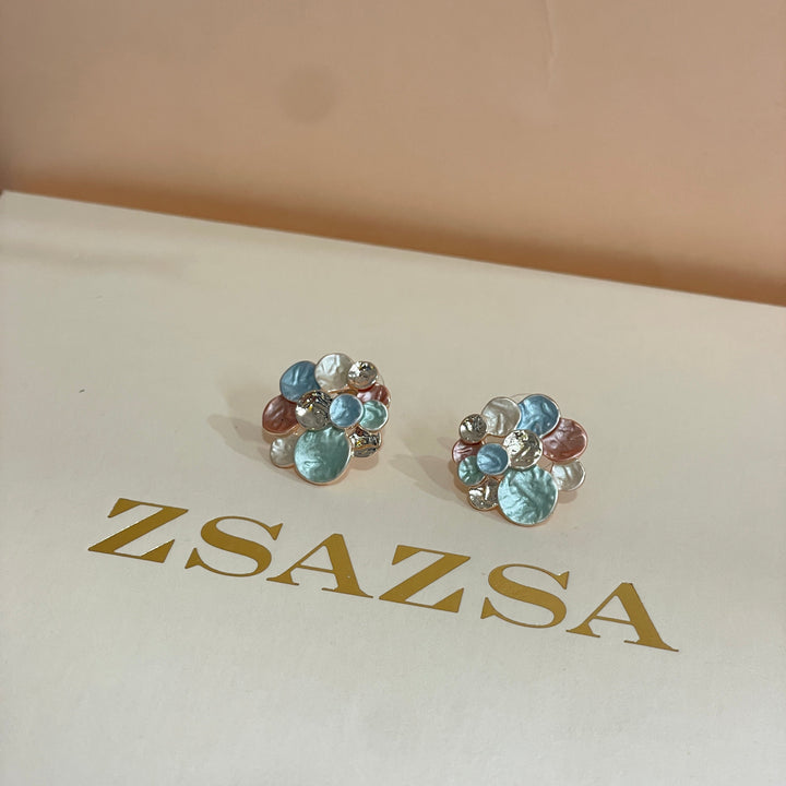 Enamel multicolour rose gold plated set