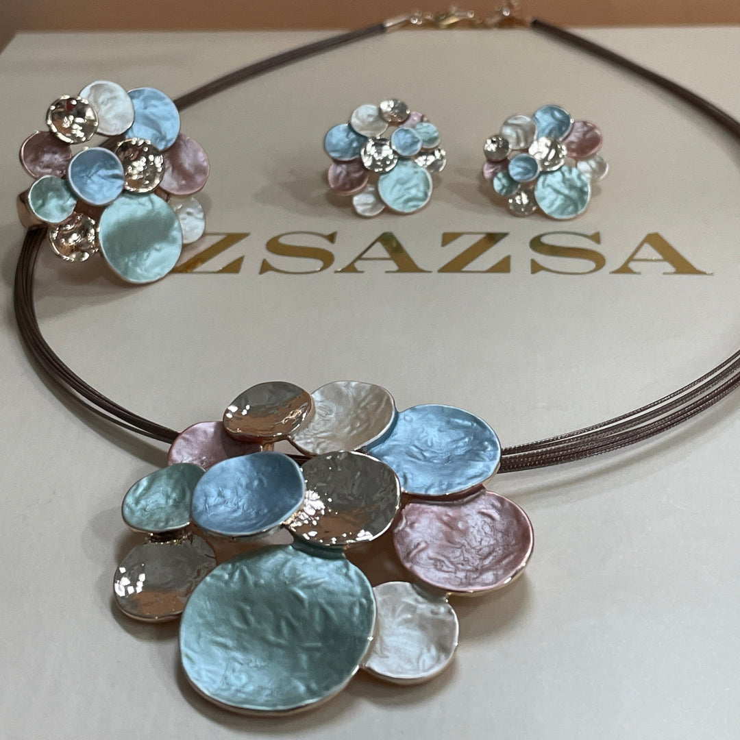 Enamel multicolour rose gold plated set
