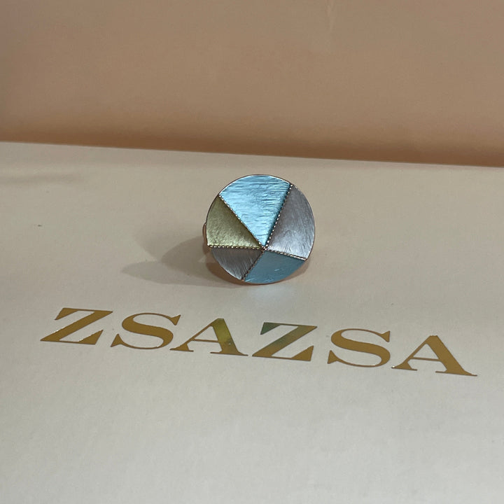 Enamel light turquoise, gold and light grey set