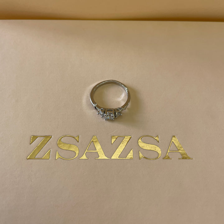 Leaf Crystal Trilogy white gold plated ring