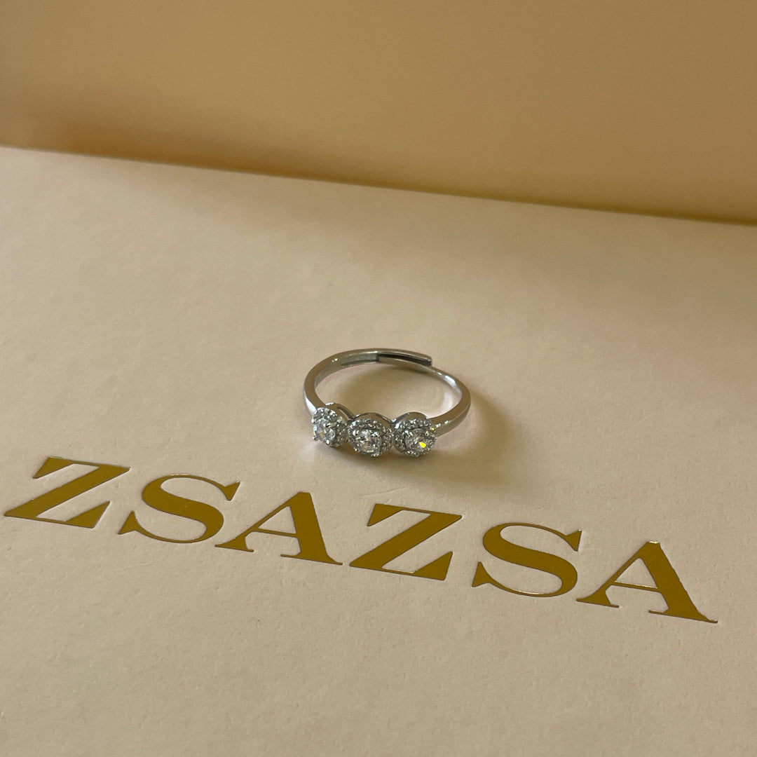 Sterling Silver Trilogy Halo ring