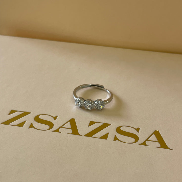 Sterling Silver Trilogy Halo ring