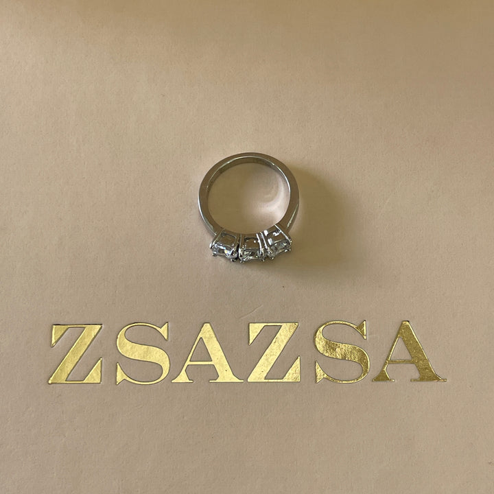 White Gold Plated Brilliant Trilogy Ring